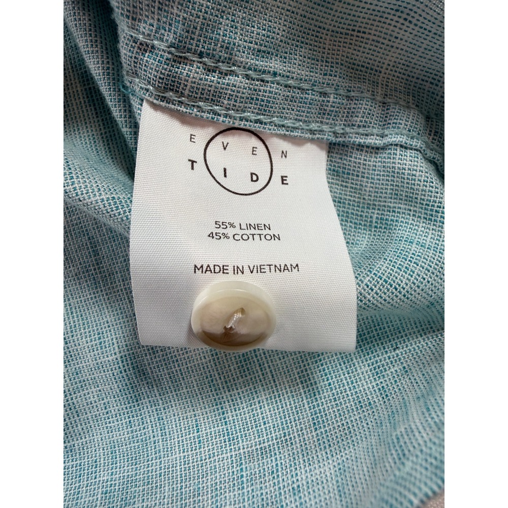 Eventide Mens‎ 3XL Blue/Green Linen Blend Short Sleeve Button Down Shirt - Picture 7 of 8